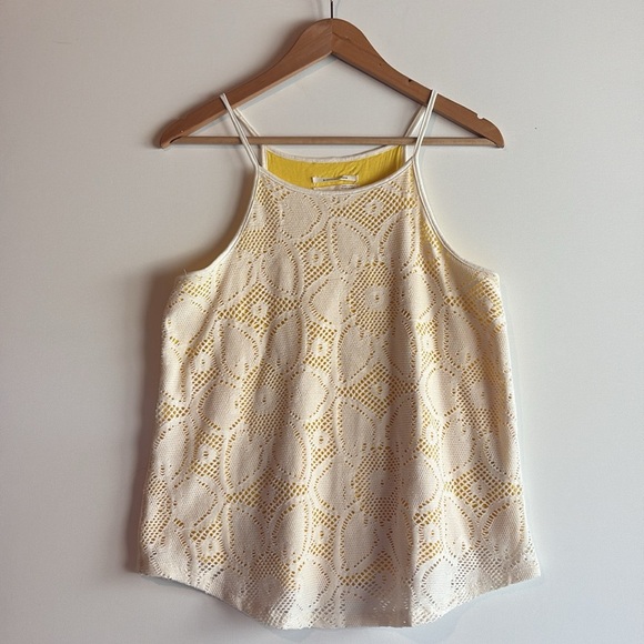 Anthropologie Cosette Camisole Sunflower Crocheted Tank Top Yellow White NWOT - Picture 4 of 12